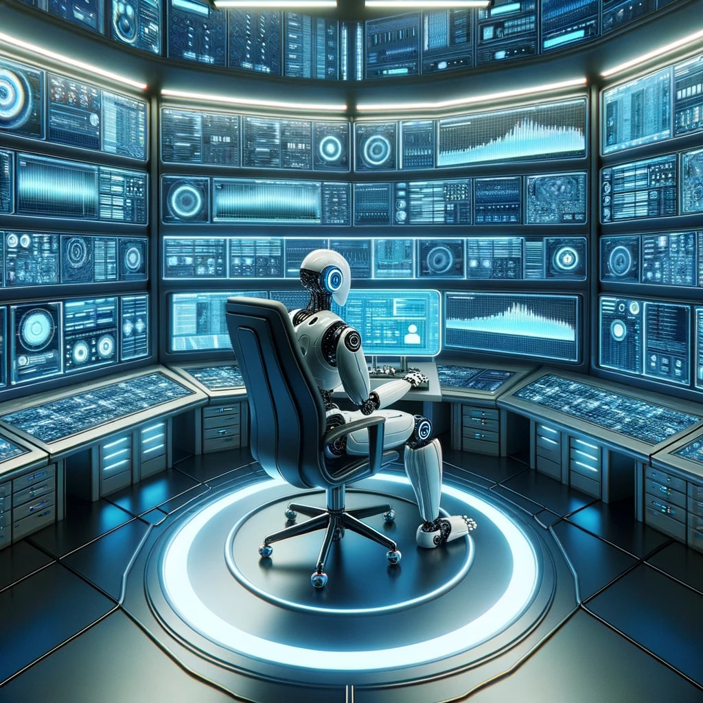 AI robot in data operations room
